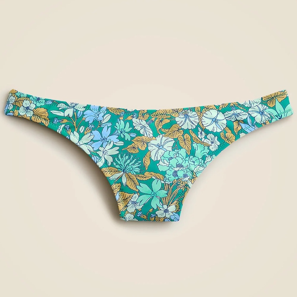 NWOT J. Crew AUQA BLOOMS Floral Bikini Bottom in Aqua and Yellow, M